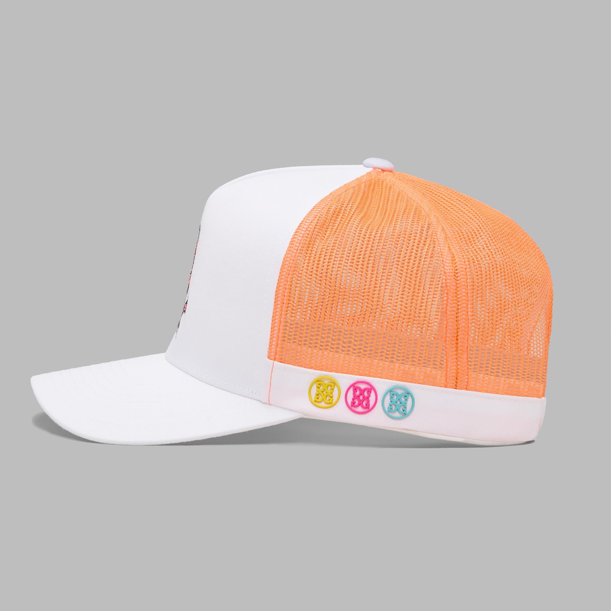 G/FORE Floral Skull Embroidery Trucker Cap Snow